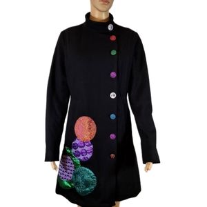Desigual Black Fall Winter Coat, Size 40